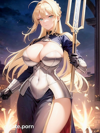 Artoria Pendragon's Massive Breasts Sparkle in Sequin Dress for Horny Hentai Picture