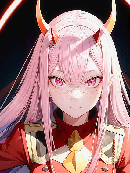 Zero Two's Pink-Eyed Beauty Gets Frisky in Freckled hentai Picture