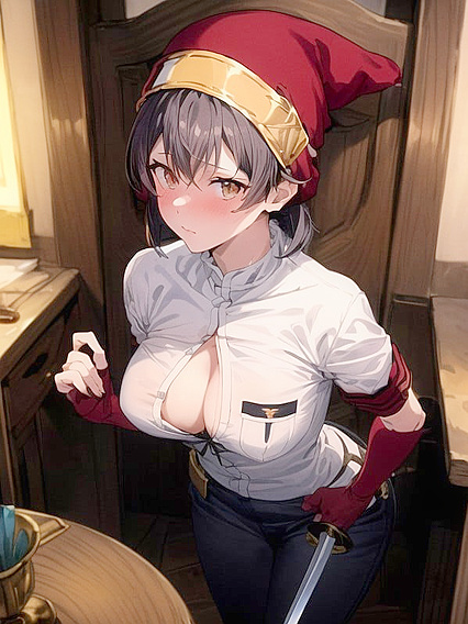Bobcut Model Seduces in Red Tie for Steamy Hentai Picture