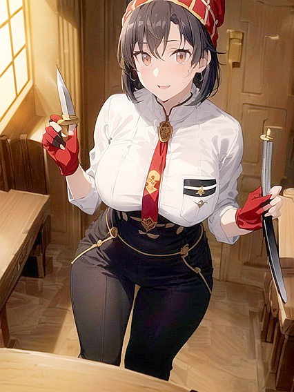 Cute hentai Girl 18+ teased with red tie still sheathed for naughty fun