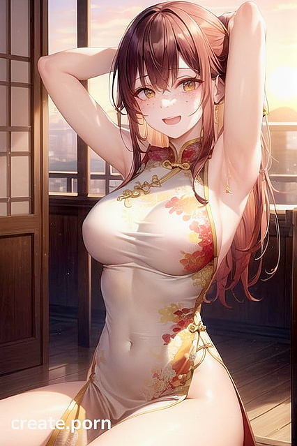 Ginger Yogini in Seductive Chinese Hanfu for Erotic Hentai Pleasure