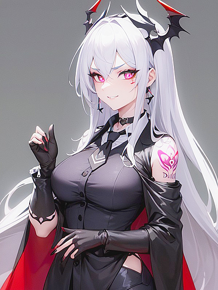 Tattooed Babe with Earrings and Choker Nails hentai Orgasms