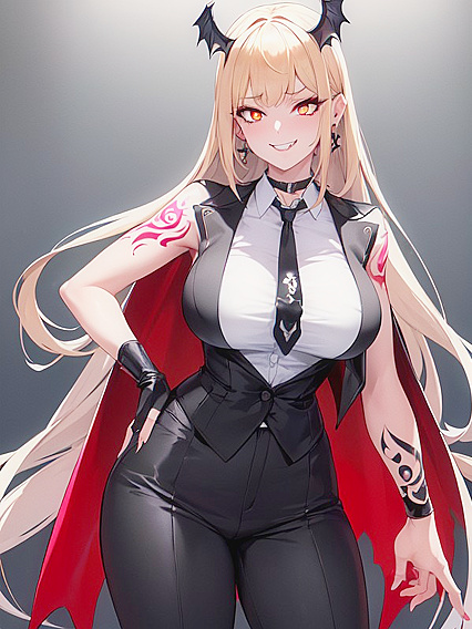 Vibrant Orange-Eyed Beauty in Business Suit Enjoys Intense Hentai Pleasure