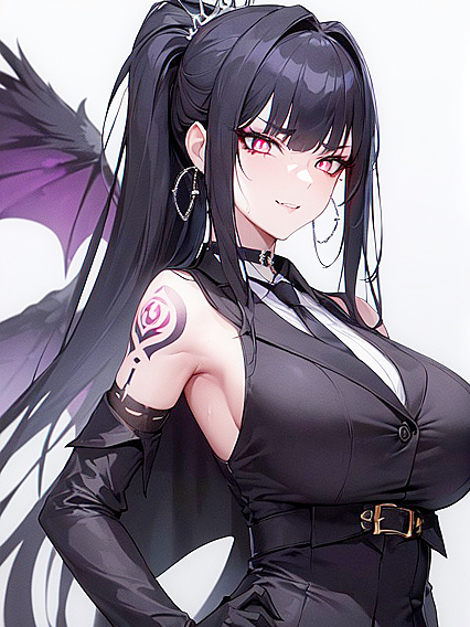 Ponytailed Girl 18+ in Choker Stares at You for Seductive Hentai Pleasure