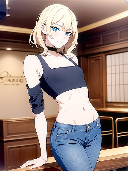 Skinny Bartender Wears Choker for Steamy Hentai Action