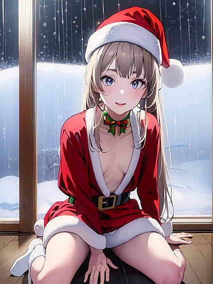 Christmas hentai fun with a naughty hand job and seductive gaze