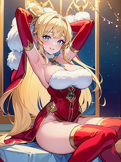 Sitting in Santa's Sleigh with Blue Eyes: A Seductive Hentai Fantasy
