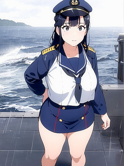 Determined Face on the Battleship Deck: Intense Hentai Action