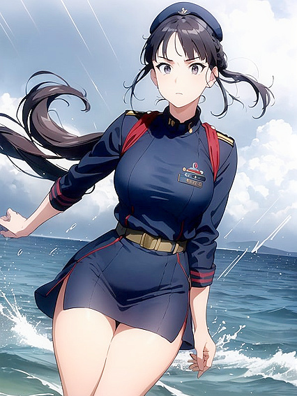 Pigtailed Military Girl 18+ with Black Hair in Intense Hentai Action