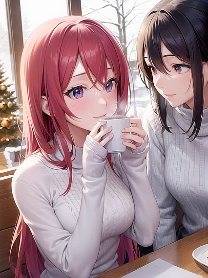 Detailed Waifu with Long Auburn Hair Wears Soft Outfit for Seductive Hentai Scenes