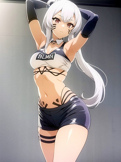 Arms-Up Action - Sporty Shorts and seductive underboob in steamy Hentai Scenes