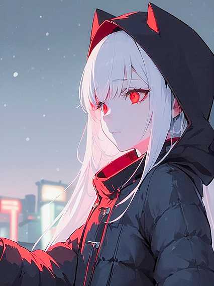 Mysterious Red-Eyed Beauty Exudes Ghoul Charm in Seductive Hentai Scene