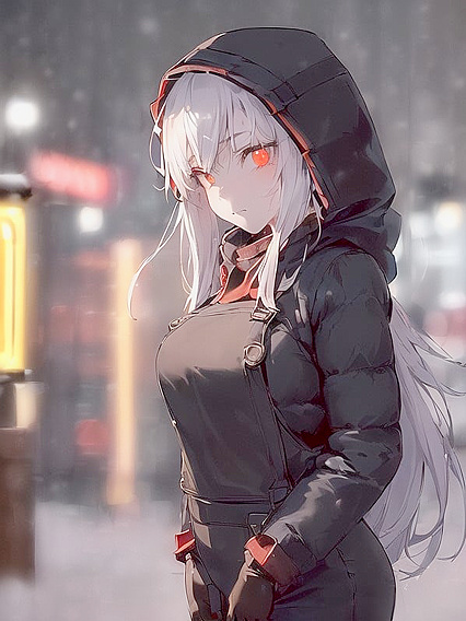 Ghoul Aura Glows in Snowy City Lights: A Seductive Hentai Adventure