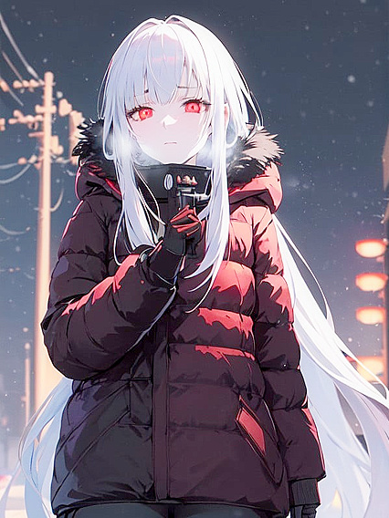 Melancholic Beauty Strolls Dimly Lit Tokyo Streets in Stylish Winter Outfit for Naughty Hentai Fun