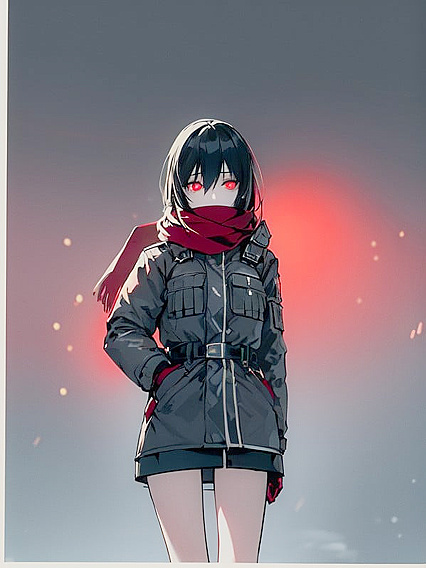 Snowflakes Fall Around Her in a Dimly Lit Tokyo Street at Night Hentai Fantasy