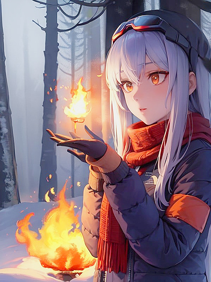 Holding Flaming Torches and Breathing into a Scarlet Scarf in the Enchanted Forest Hentai Scene