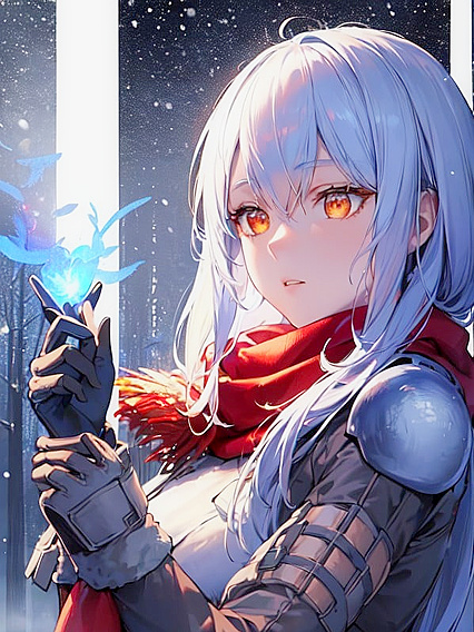 Aiz Wallenstein Breathes into Scarlet Scarf While Wearing Winter Armor in Snowy hentai Scenes