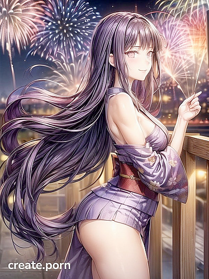 Hinata Shines Under Fireworks in a Night of Passionate Hentai Delights