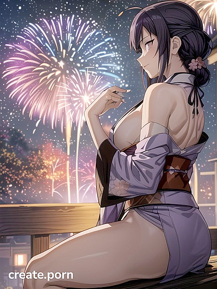 Side View Seduction: She Turns to Reveal Fiery Fun with Sparkling Backdrop