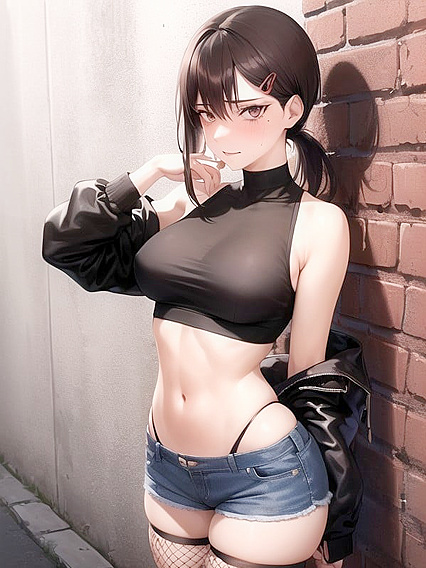 Embarrassed Waif Looking at You in a Seductive Waist Shot Hentai Scene