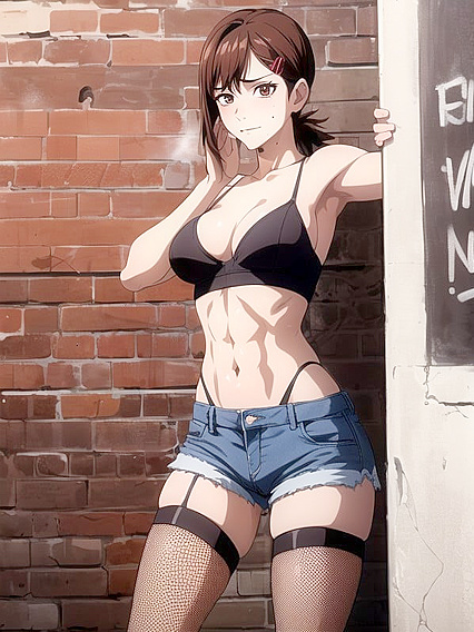 Medium Breasted hentai Character Stares Intensely at You for Steamy On-Screen Action