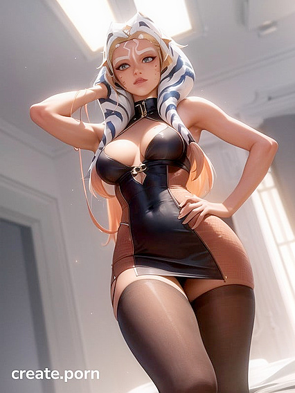 K HDR Photo: Admiring Her Flawless Skin from Down Below in Hentai Perfection