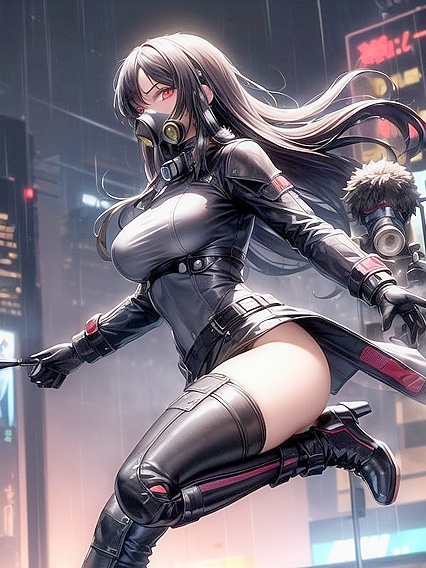 Rasty's Sadistic Stare With a Big Revolver Aimed at You in Intense Hentai AI Image