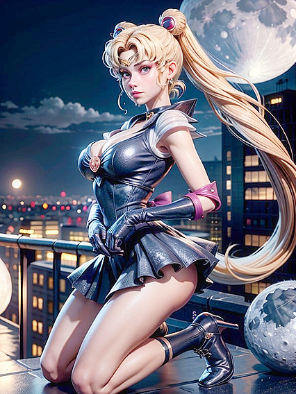 Detailed Kneeling Pose with Textured Background in Hentai AIPorn