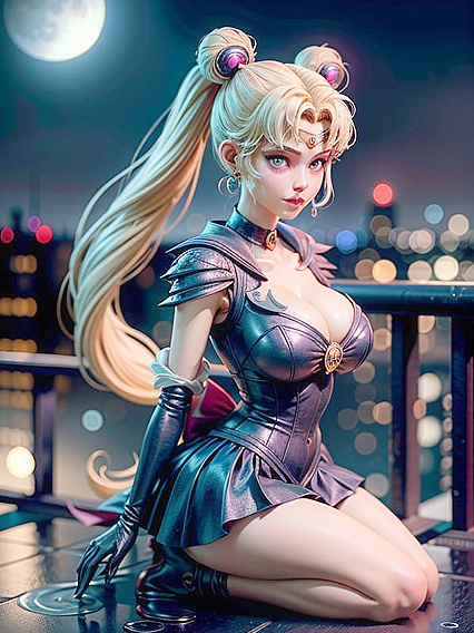 Submissive Beauty Under the Brilliant Night Sky with Shimmery Makeup Hentai Pleasure