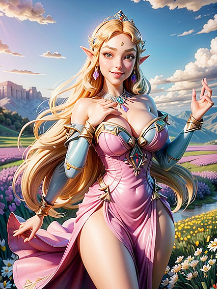 Hand Reaches Out Palm-Up in Symmetrical Flower Fantasy Hentai Scene