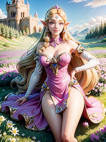 Lavender Fields and Pink Slit Dress Under Warm Sunlight in Steamy Hentai Action