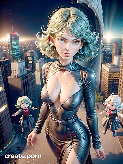 Aerial Cinematic Views Over City with Seductive Cleavage in Hentai AIPorn