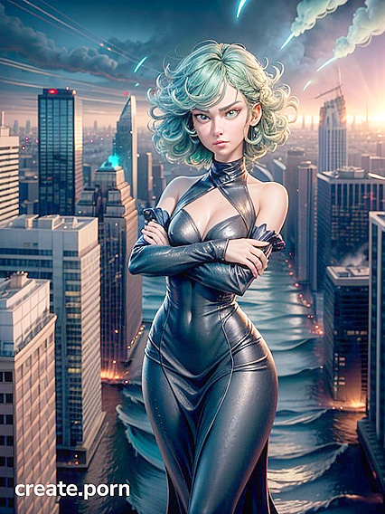 She Flies with Tornados in the Background for Intense Hentai Pleasure