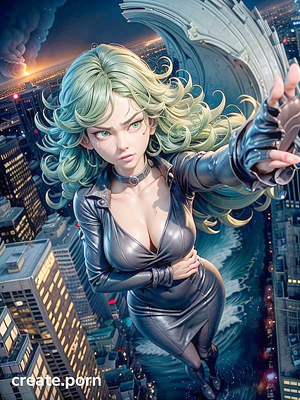 Tatsumaki from One Punch Man Rides the Chaos in a Busty City Catastrophe Hentai Scene