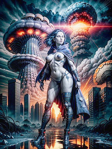 Raven Stands Unscathed Amidst Chaotic Seduction in hentai AI Porn