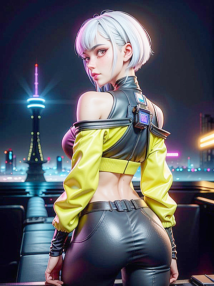 Neon Yellow Bomber Jacket Shines in Sweaty One-Person Hentai Action
