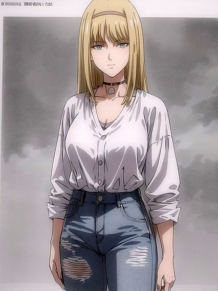 90s Styled Choker and Blouse Combo in Seductive Hentai Action