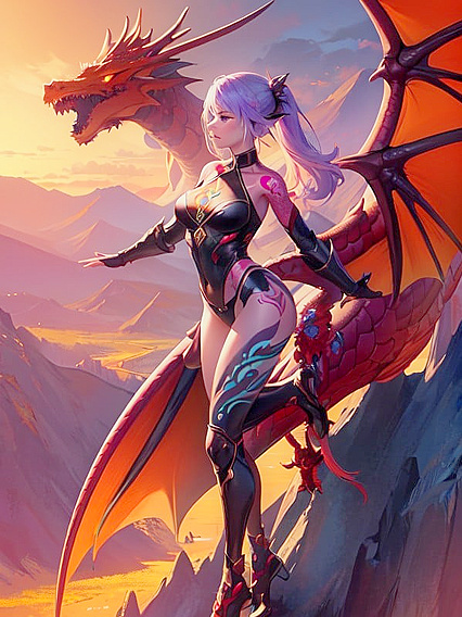 Soar with Her Dragon Companion in Glowing Tattooed hentai Adventures