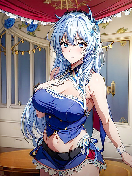 Multi-Colored Hair Cutie Winks Seductively Among White Lilies in Busty Hentai Action