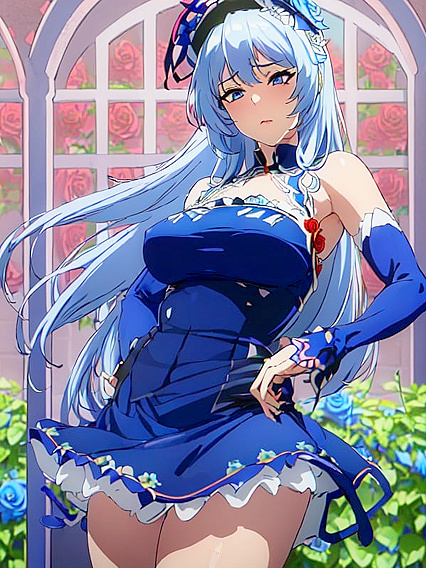 Detailed Brothel Scene with White Lilies and Wind-Tousled Hair Hentai Pleasure