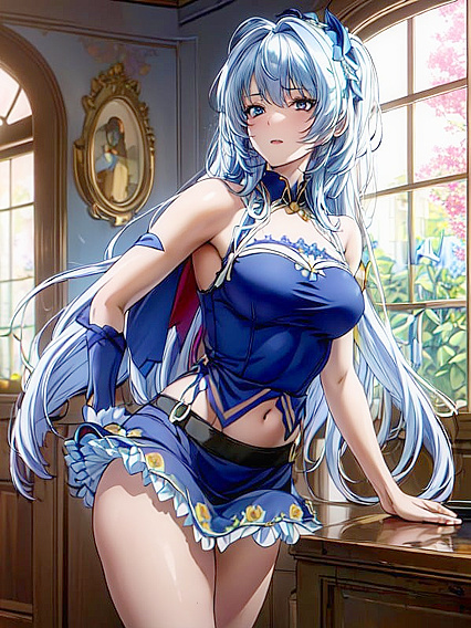 Detailed Floral Frilly Dancer in Lace Camisole for Sensual Hentai Pleasure