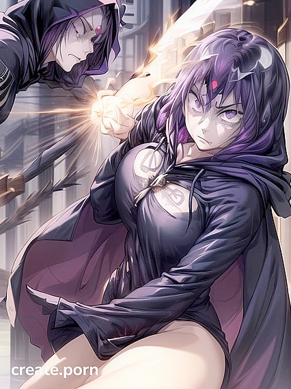 Fit Purple-Haired Beauty Spreads Her Legs for Hot Hentai Action