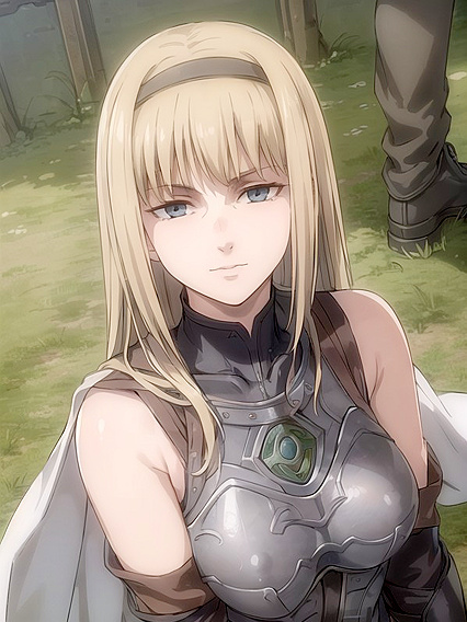 Armored Beauty in Boots Stares Intensely at You for Seductive Hentai Pleasure