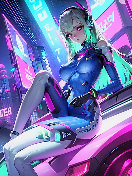 Neon-City Sexcapades: Crowded Futuristic Streets with Hovercar Temptations