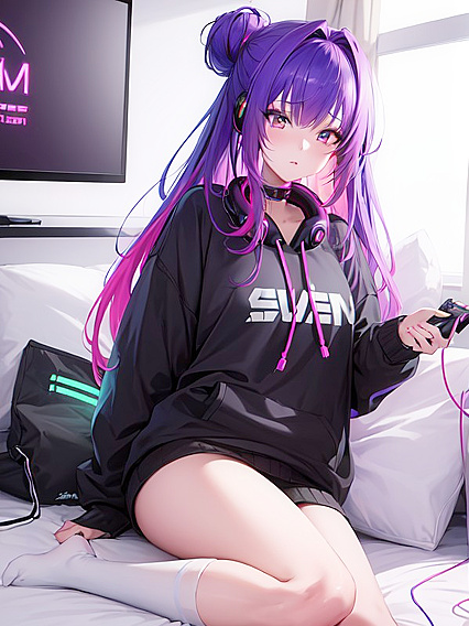 Skeet's Neon-Themed Sweats and Black Thigh-Highs in Steamy Hentai Action