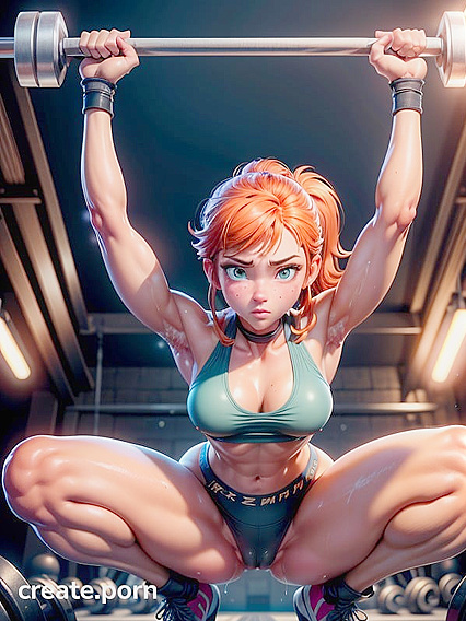 Lift and Flex: Girl 18+ with Red Pupils Shows Off in Tight Clothes During Intense Workout Hentai Sex
