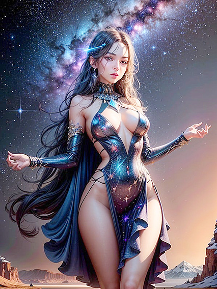 Spectacular Meteorite Shower with Fiery Comets and Distant Planets in hentai Action