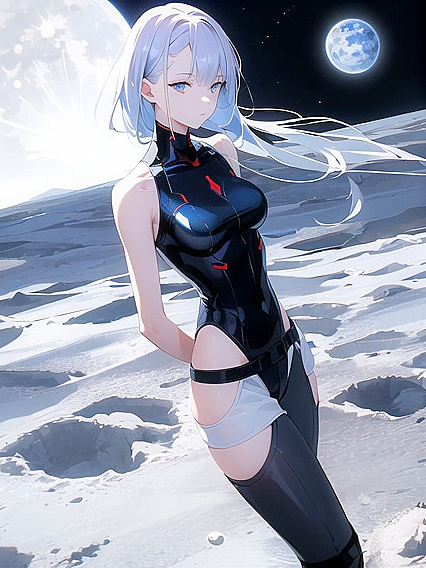 Gazing at Earth: Long Hair Flows Seductively in Zero-G Hentai Pleasure