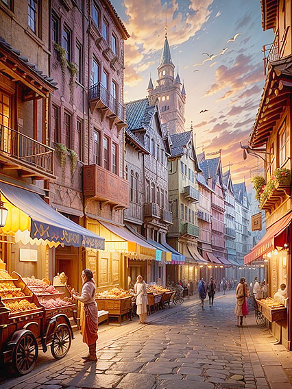 Bustling Marketplaces and Diverse Architectures Blend in Panoramic hentai Pleasure