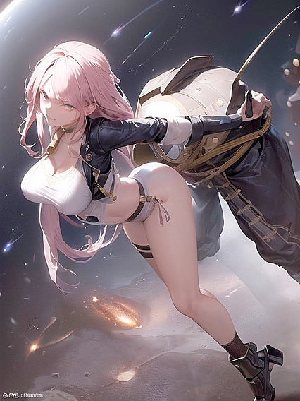 Space Pirate in a Sexy Spacesuit Rides the Galactic Cock(href)